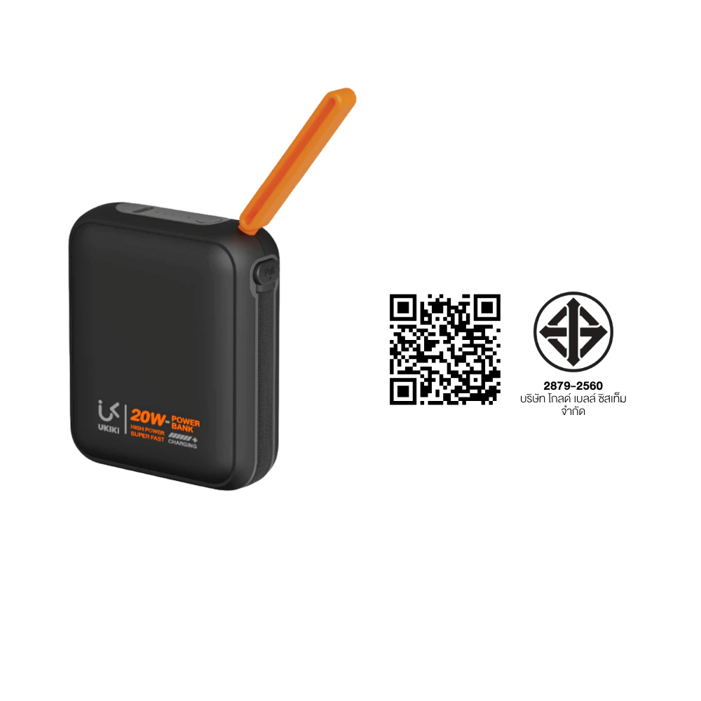แบตเตอรี่สำรอง UKIKI KP10-03-BLK PWB 10KMAH PD20W + C CABLE BLK